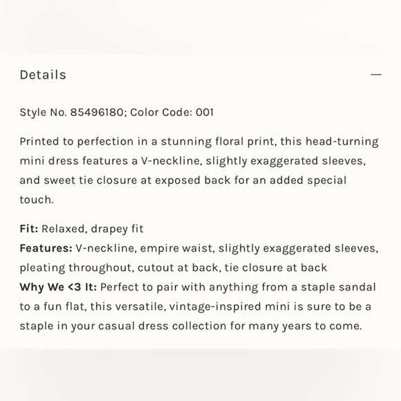 Free People Black Floral Babydoll Mini Dress Balloon Sleeves Flowy Size Small - Picture 9 of 10